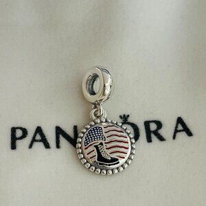 Pandora Unforgettable Moments Dangle Charm - Combat Boot & US Flag